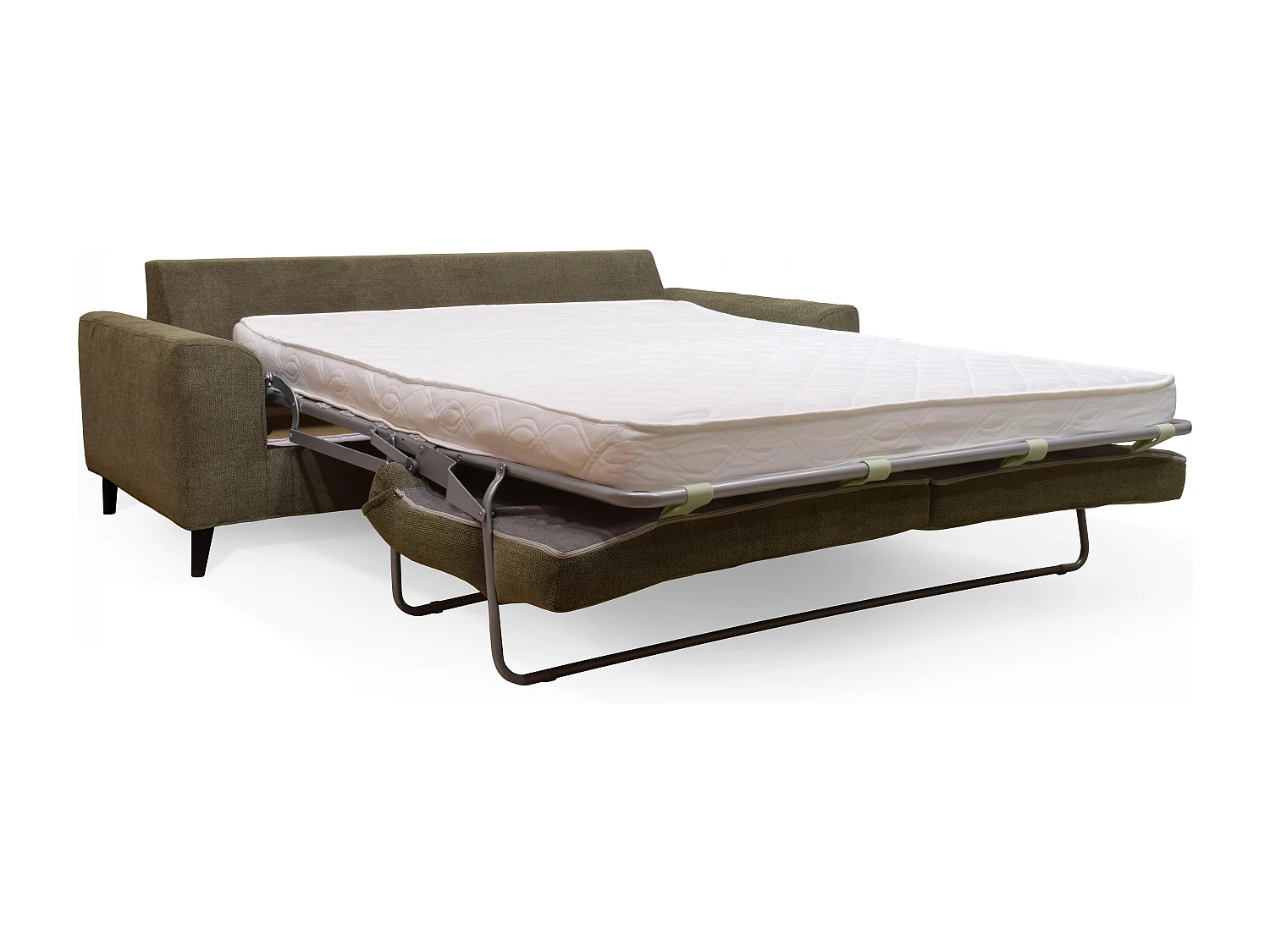 Canapé convertible en tissu chiné 3 places vert kaki