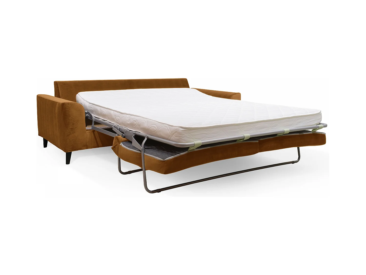 Canapé convertible en velours 3 places noisette