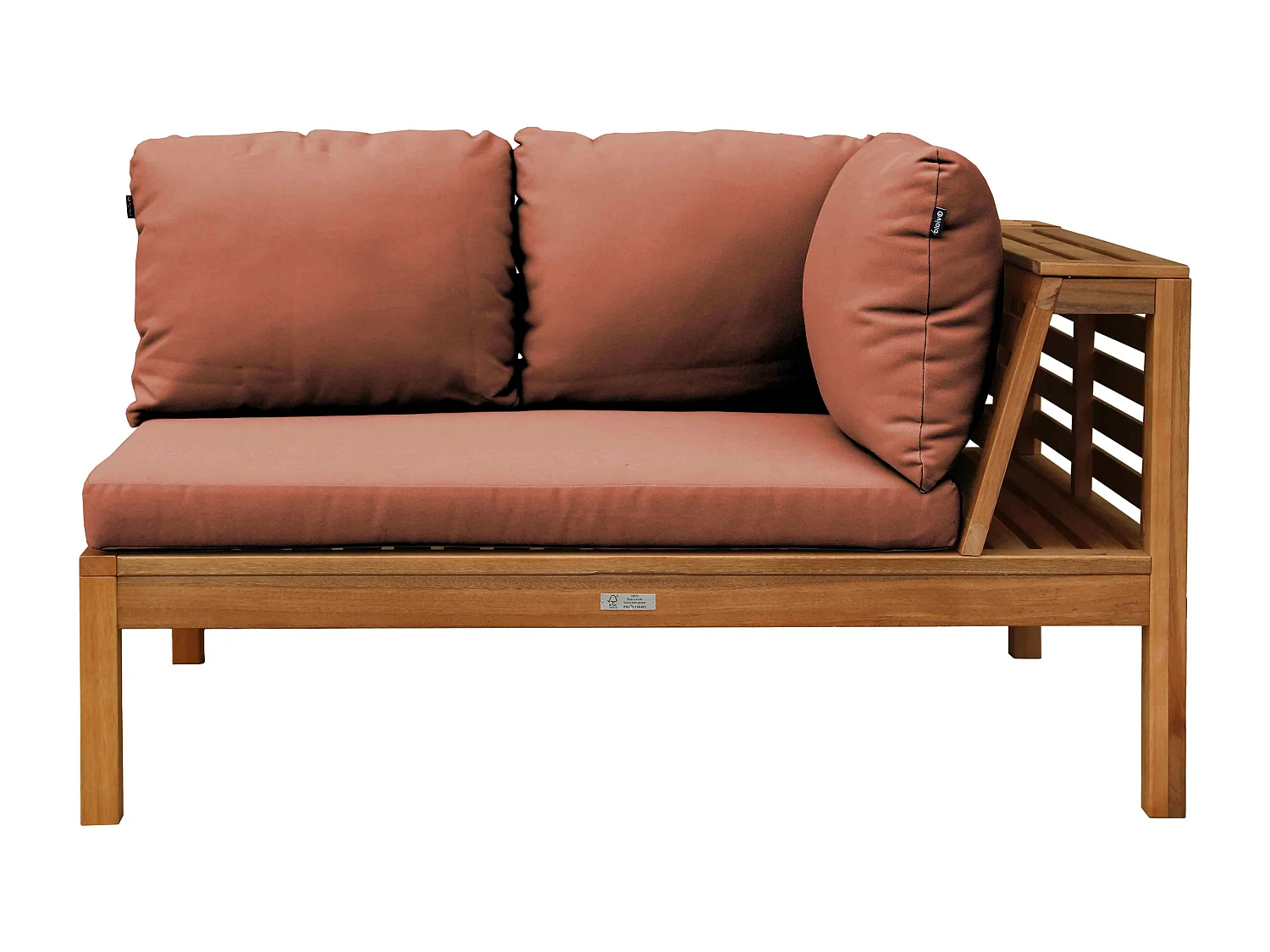 Salon de  jardin bas d'angle 2 canapés, 1 fauteuil et une table