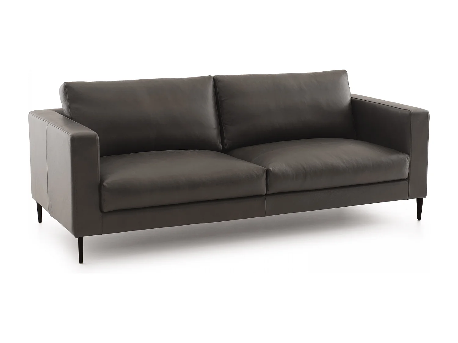 Leren bankstel, 3-zits, zwart L 220 cm