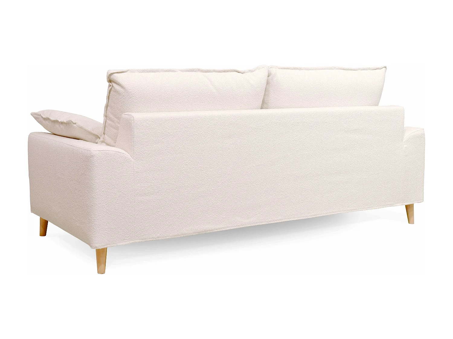 Canapé en tissu bouclette 3 places Blanc L 205 cm