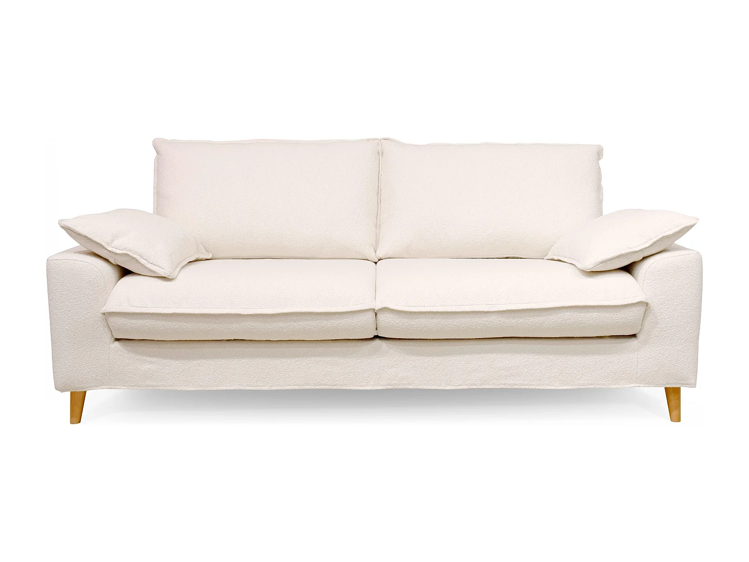 Canapé en tissu bouclette 3 places Blanc L 205 cm