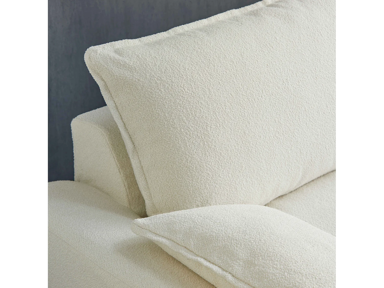 Canapé en tissu bouclette 3 places Blanc L 205 cm