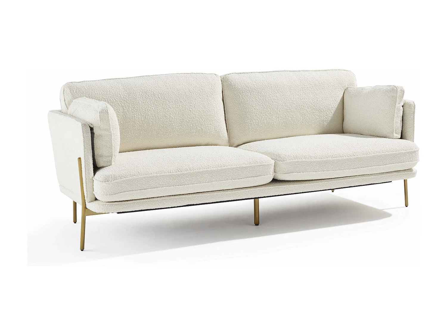 Canapé en tissu bouclette 3 places ecru