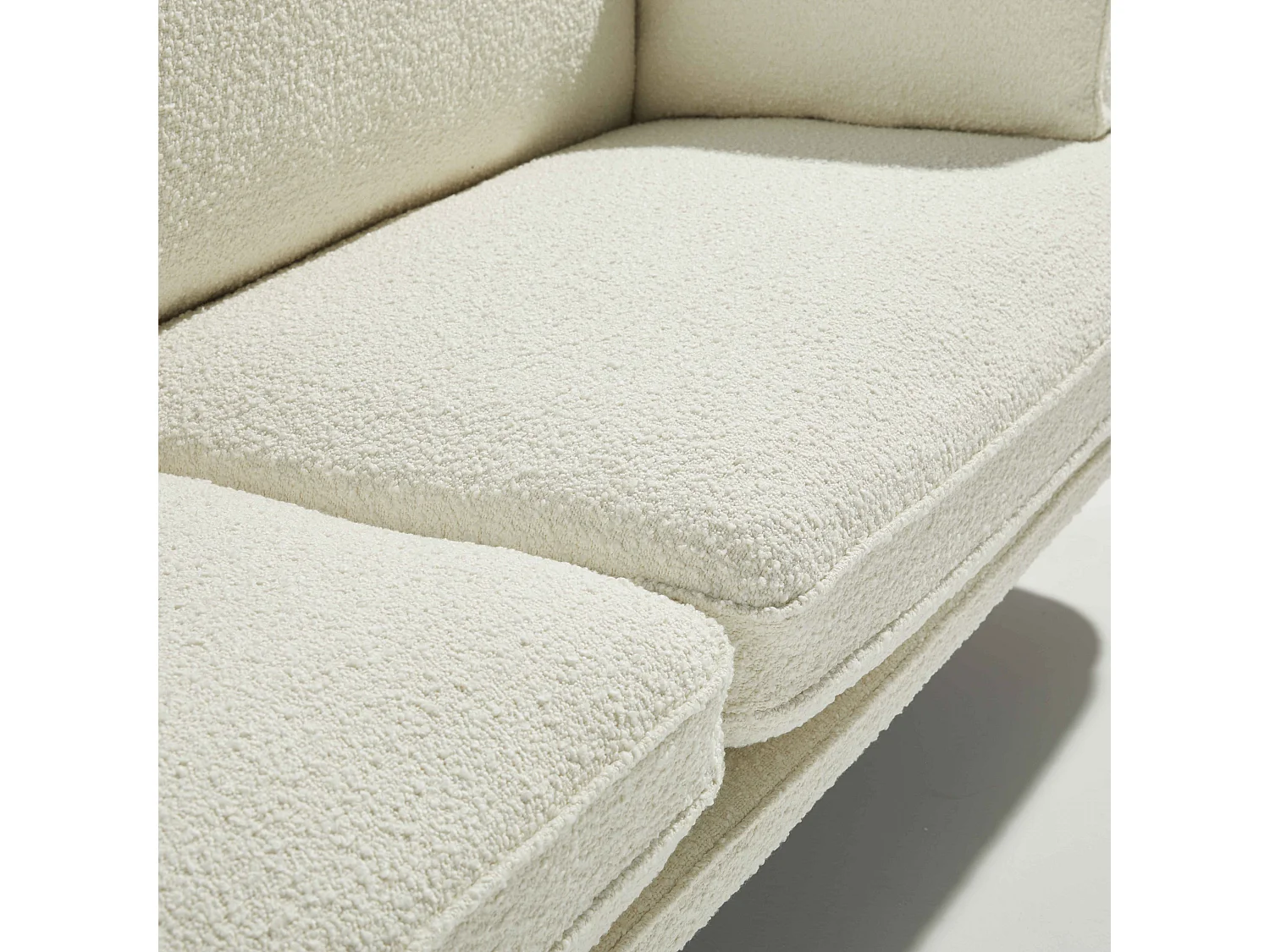 Canapé en tissu bouclette 3 places ecru