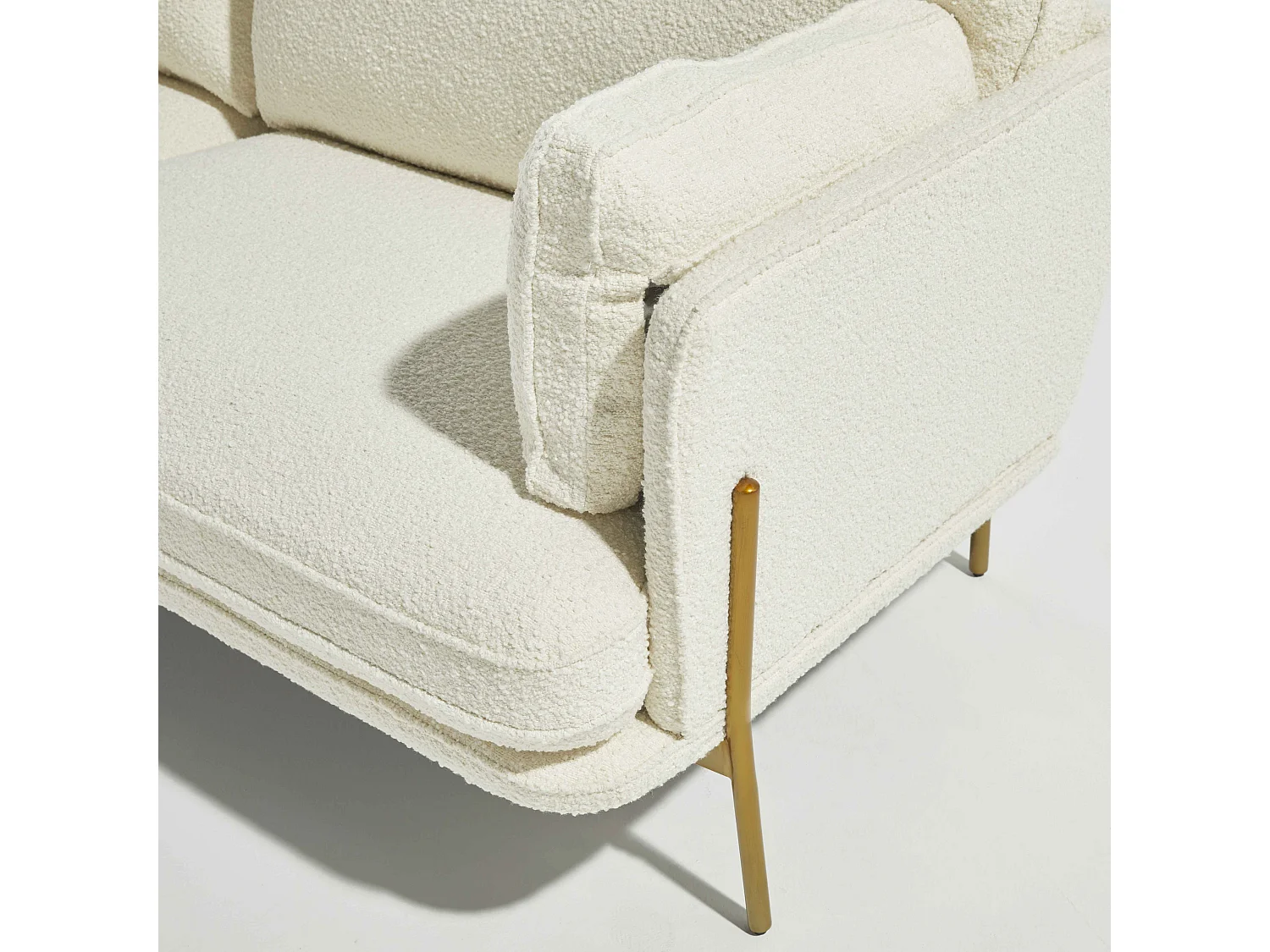 Canapé en tissu bouclette 3 places ecru