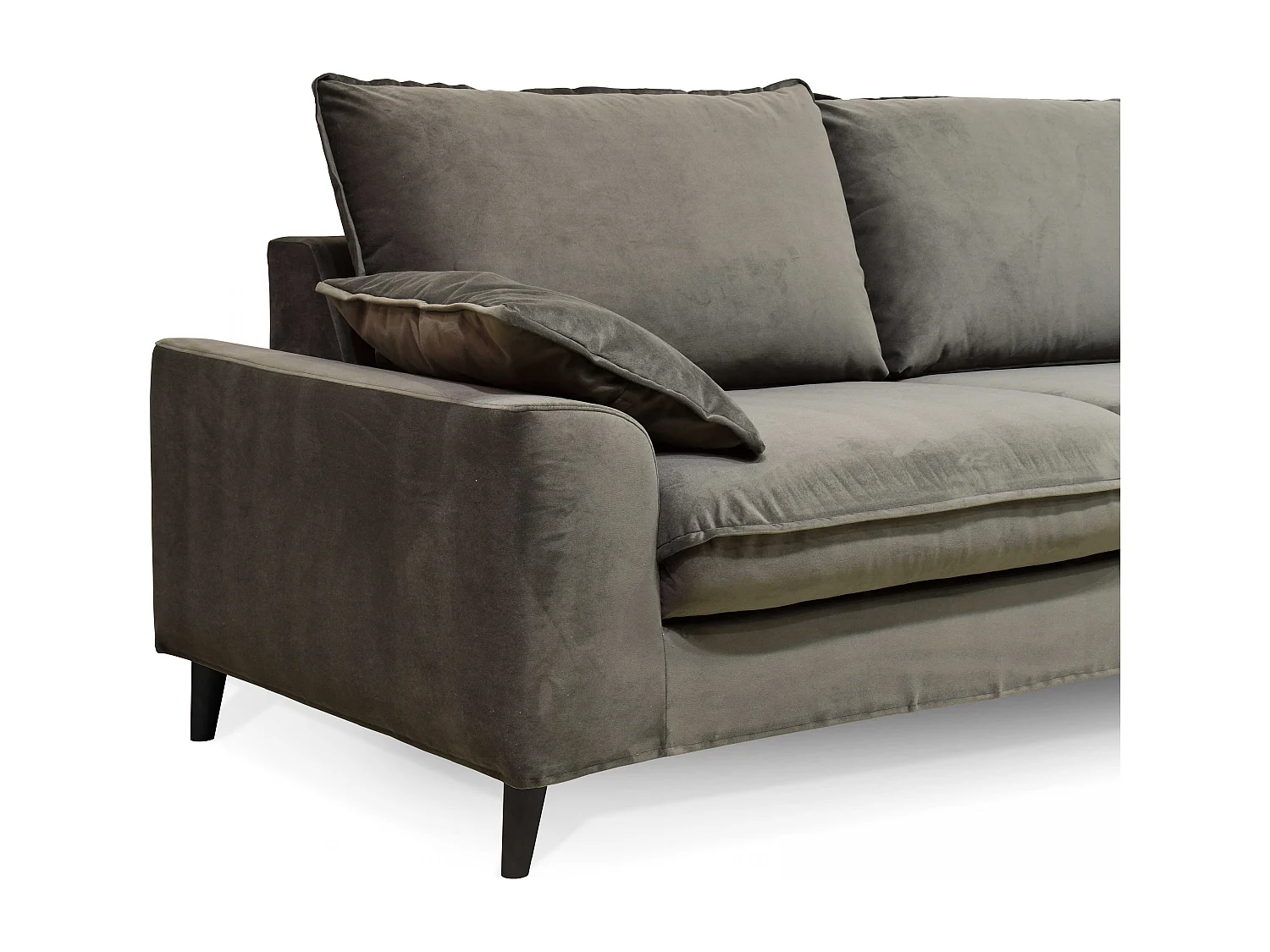 Canapé en velours 3 places Vert kaki L 205 cm