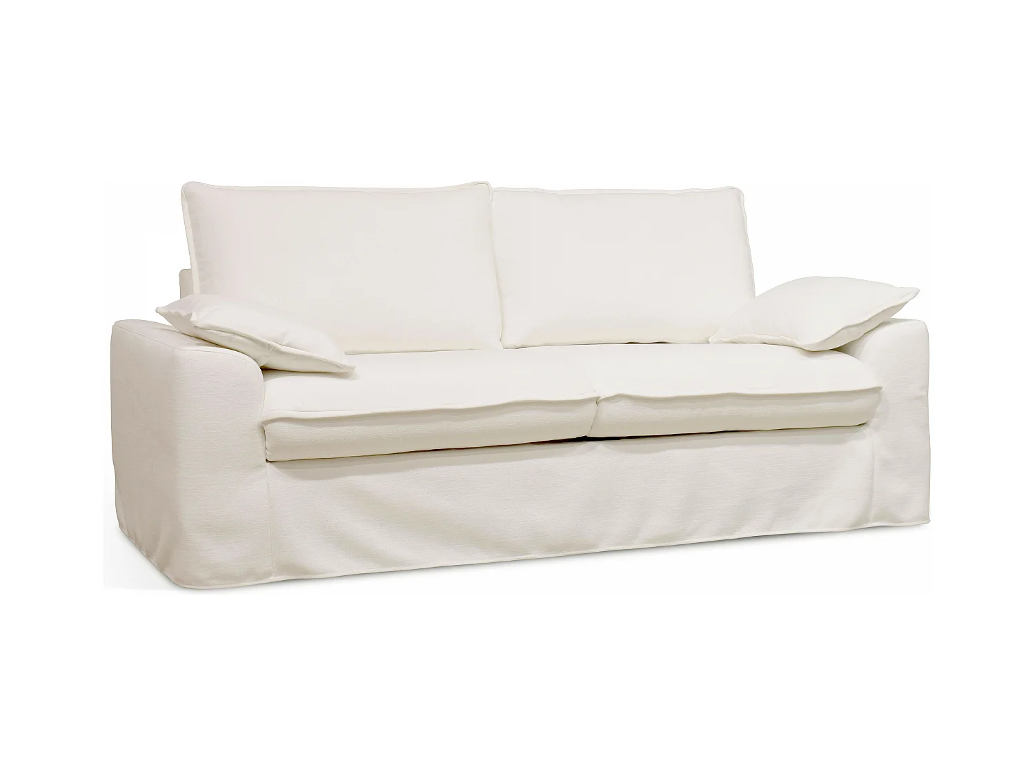 Canapé en tissu texturé 3 places blanc