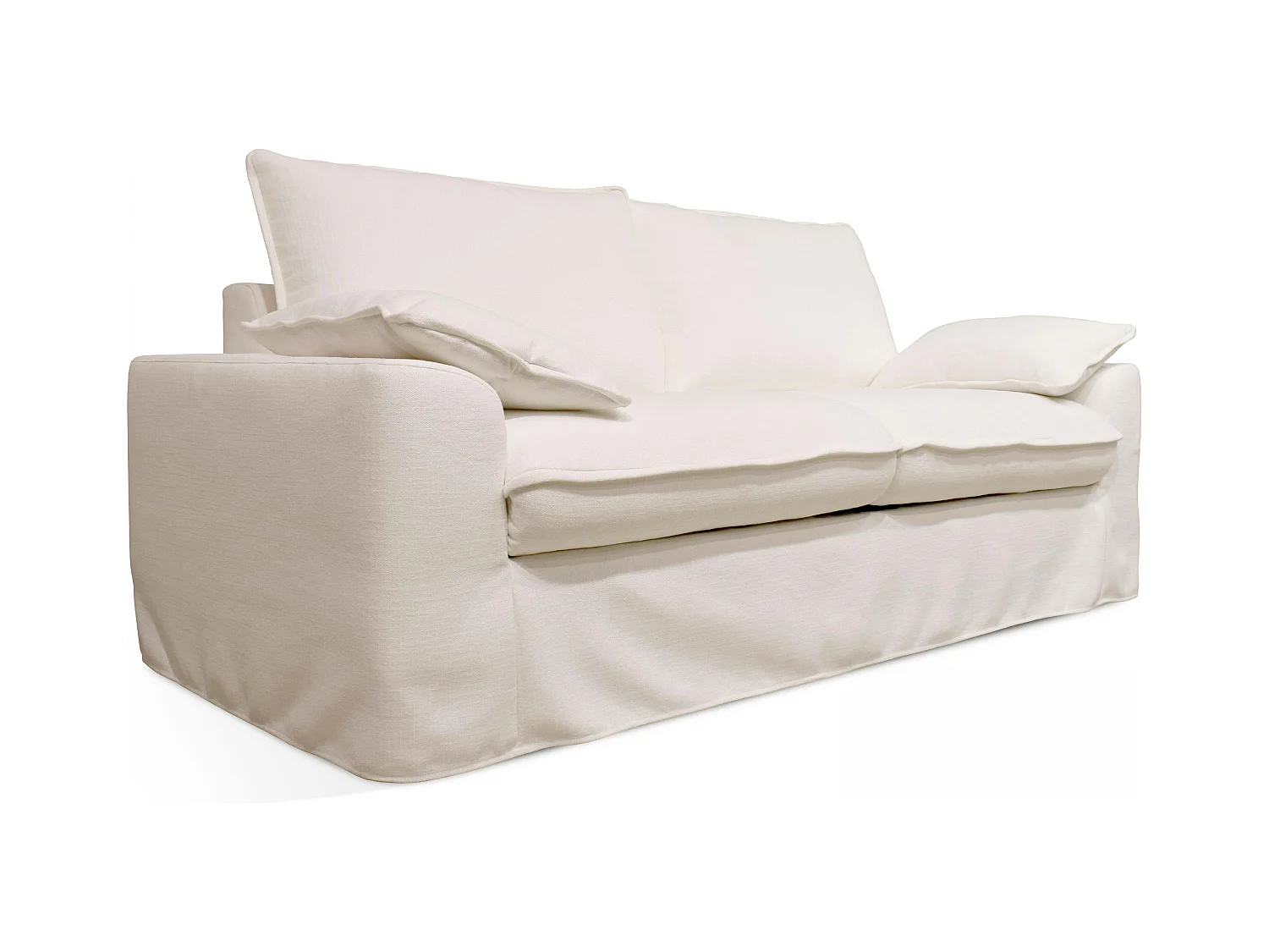 Canapé en tissu texturé 3 places blanc