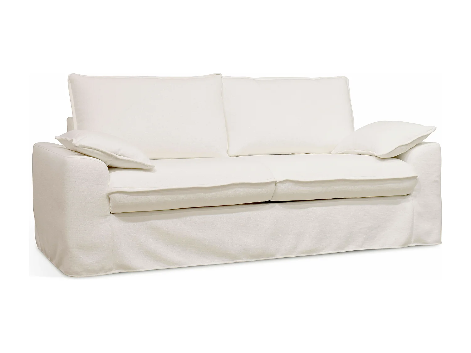 Canapé en tissu texturé 3 places blanc L 205 cm