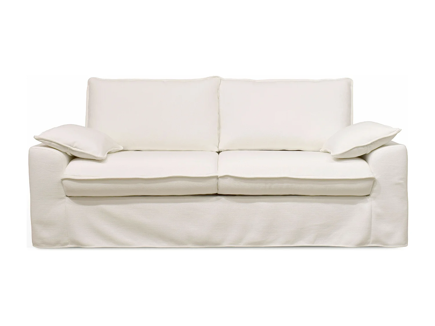 Canapé en tissu texturé 3 places blanc L 205 cm