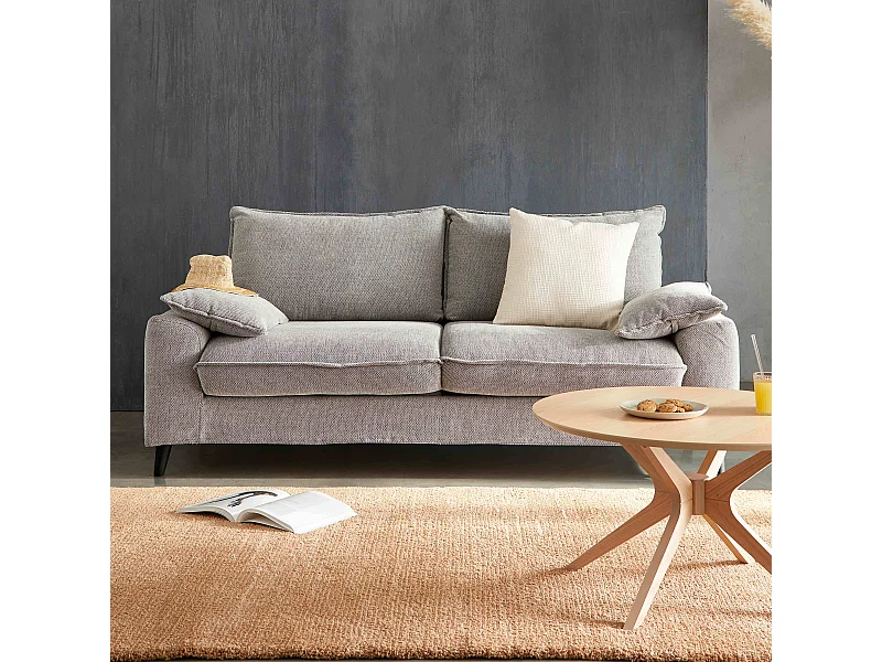 Canapé en tissu chiné 3 places gris clair L 205 cm