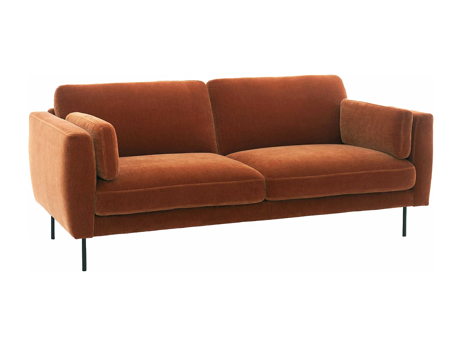 Canapé en velours 3 places rouille