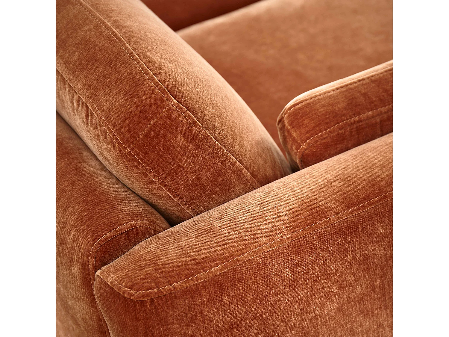Canapé en velours 3 places rouille