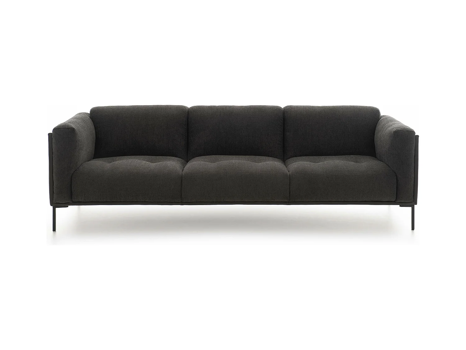 Grand canapé bi-matière 4 places noir