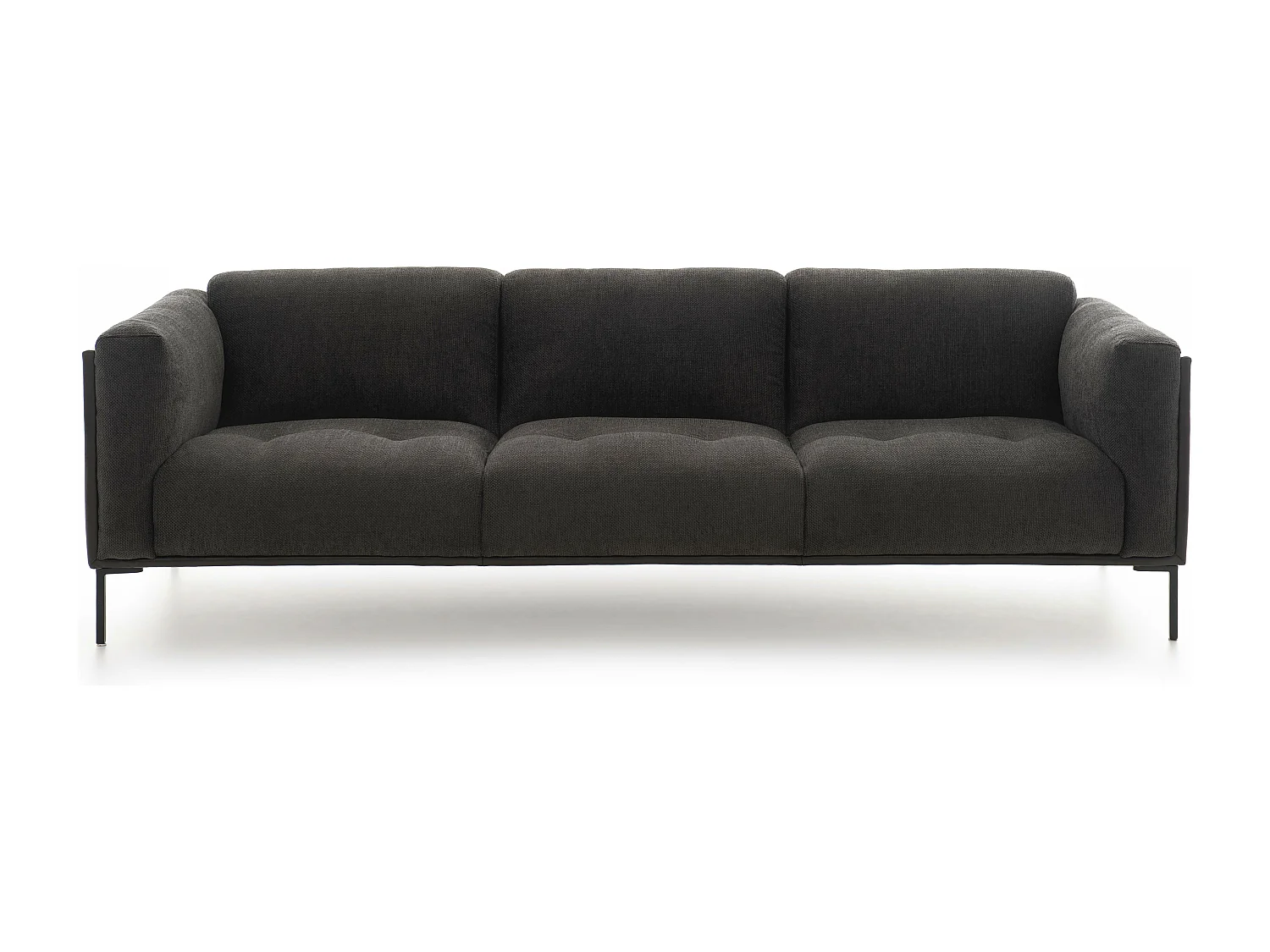 Grote tweemateriaalbank voor 4 personen in het zwart L 240 cm