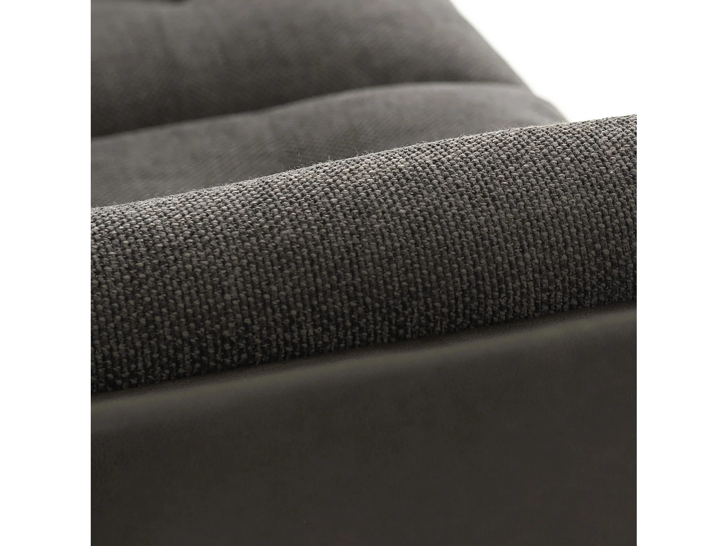 Grote tweemateriaalbank voor 4 personen in het zwart L 240 cm