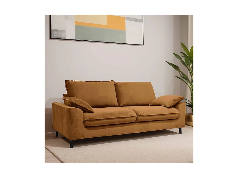 Canapé en velours 3 places Noisette