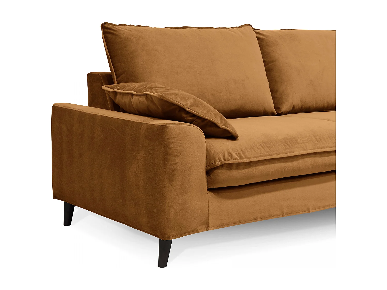 Canapé en velours 3 places Noisette L 205 cm