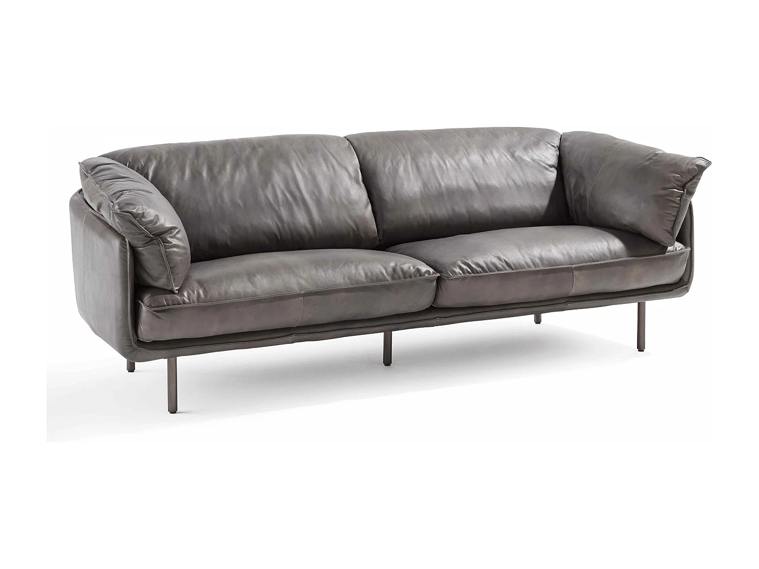 Canapé en cuir 3 places gris