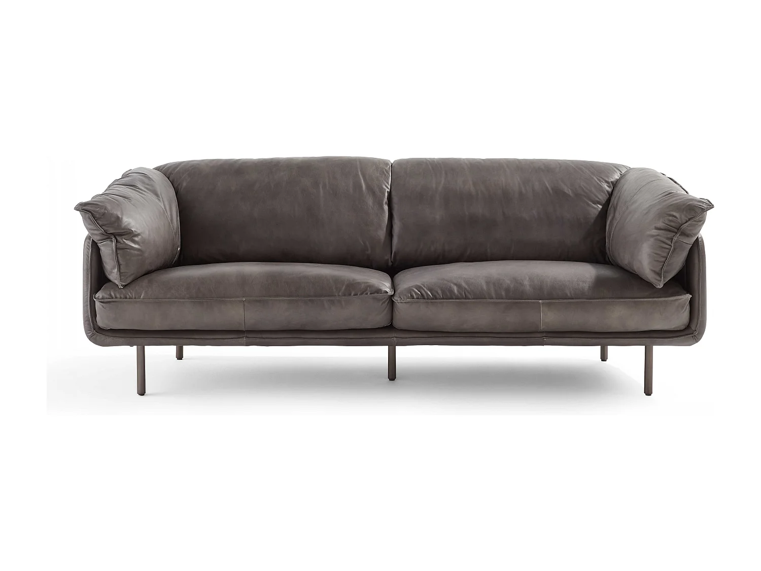 Canapé en cuir 3 places gris