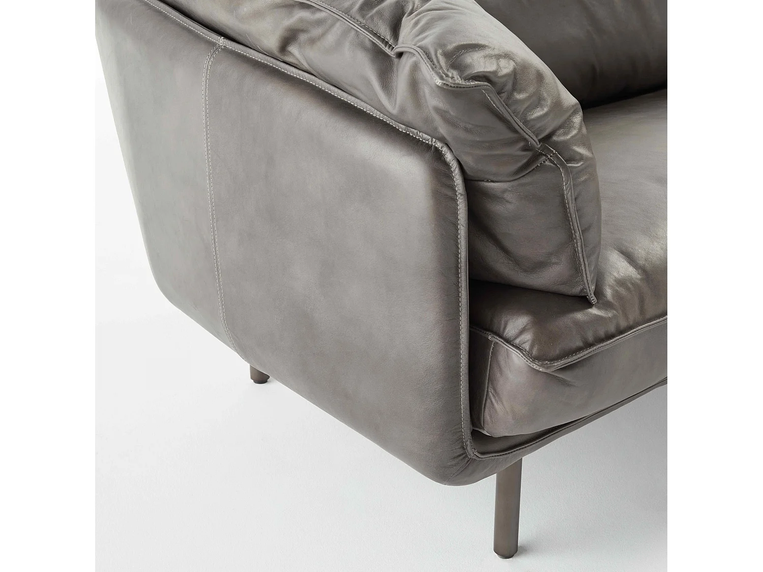 Canapé en cuir 3 places gris