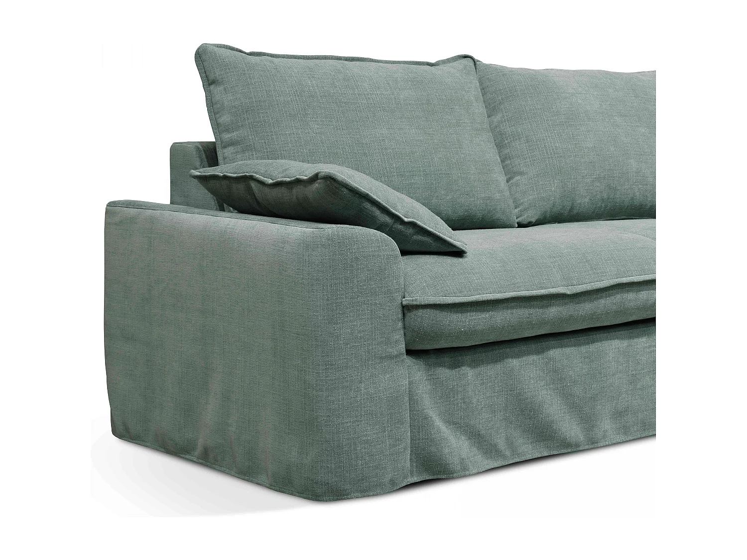 Canapé en tissu texturé 3 places vert gris