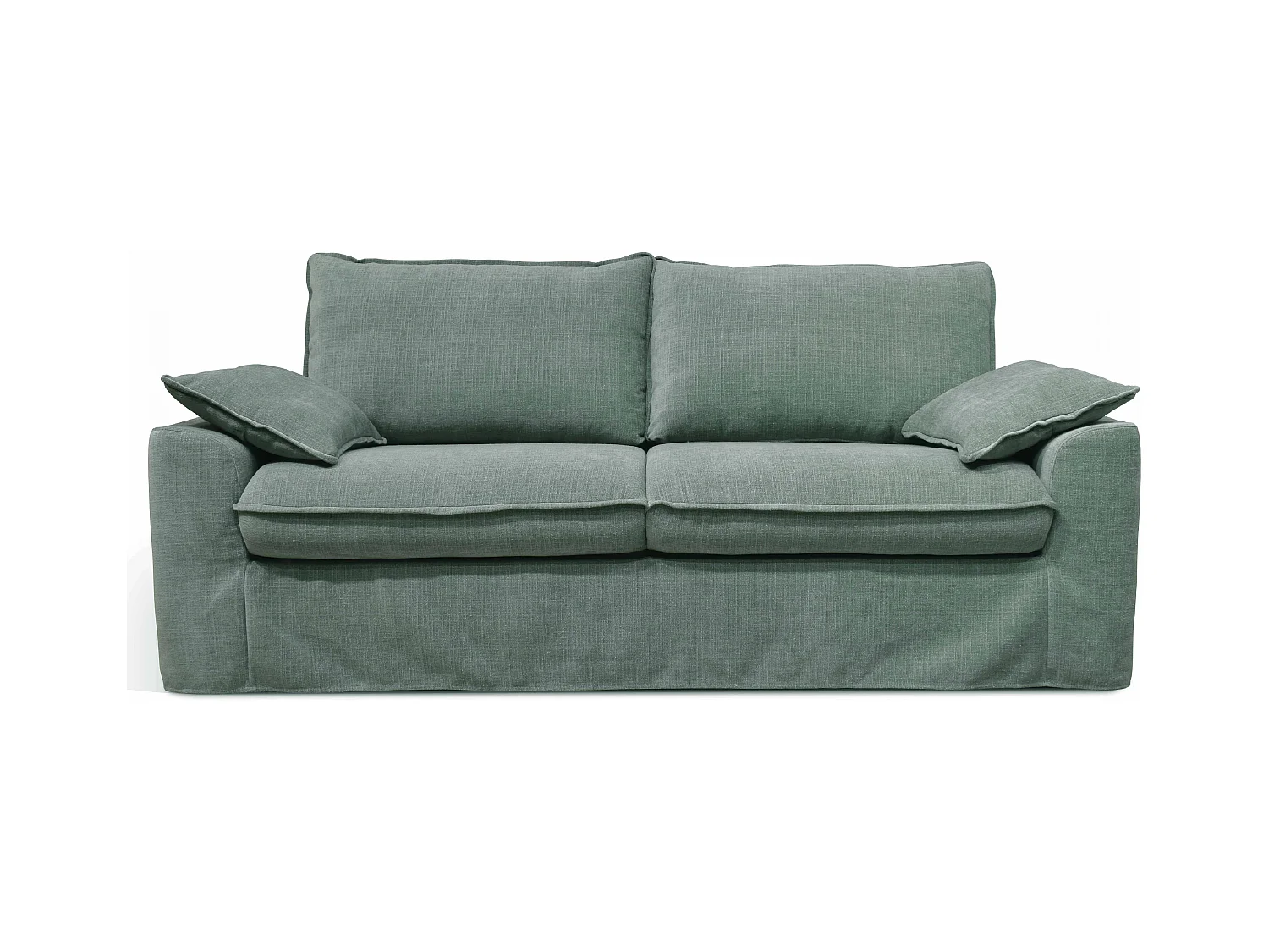 Canapé en tissu texturé 3 places vert gris