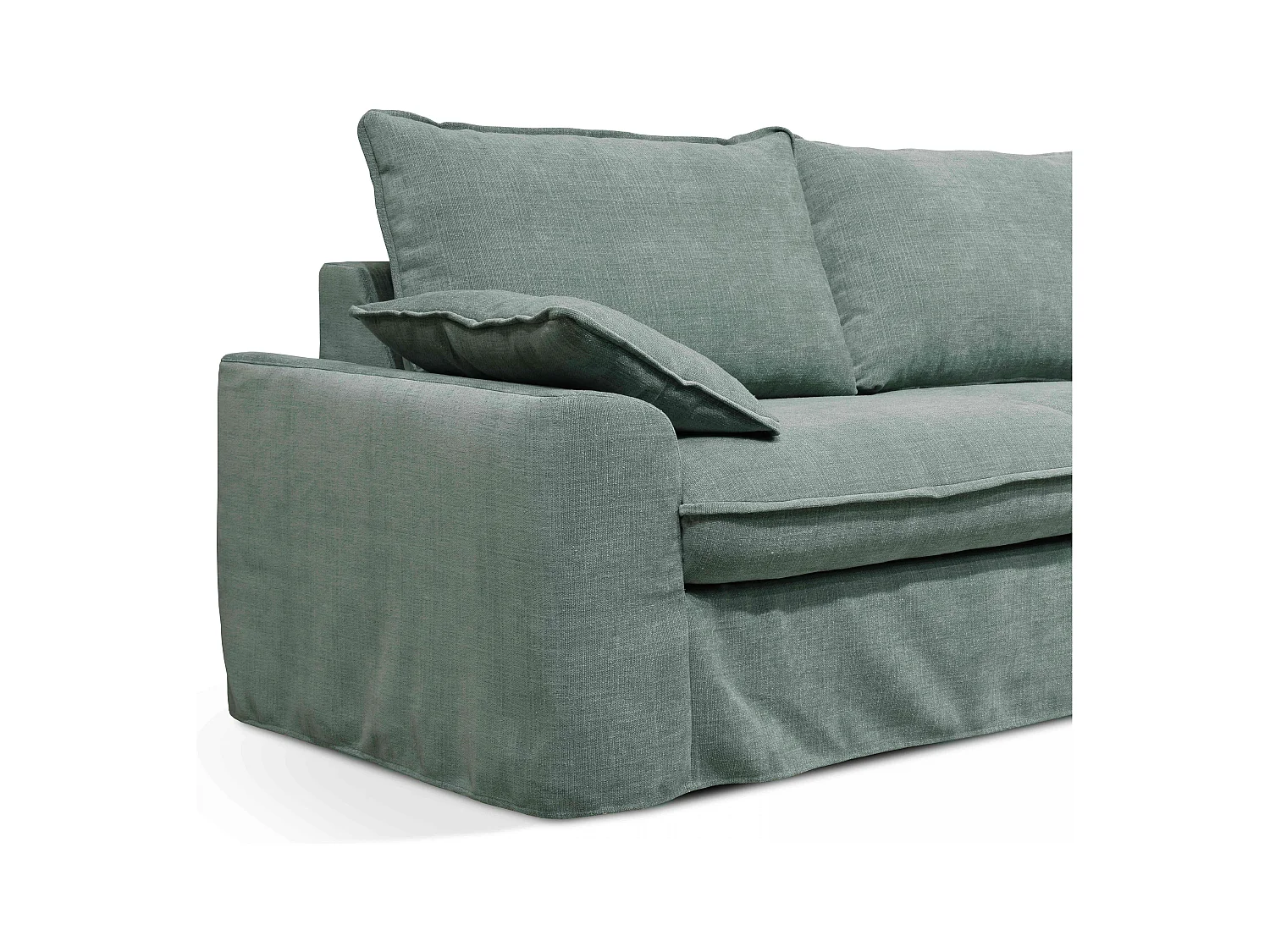Canapé en tissu texturé 3 places vert gris