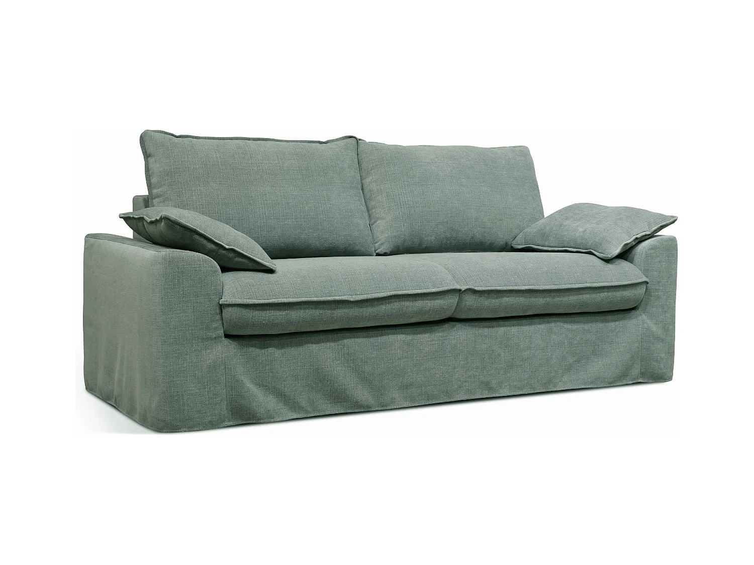 Canapé en tissu texturé 3 places vert gris
