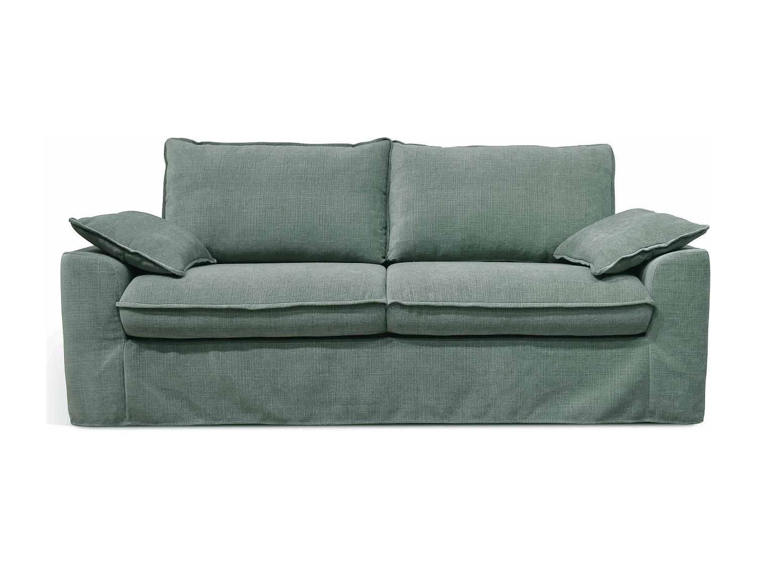 Canapé en tissu texturé 3 places vert gris L 205 cm