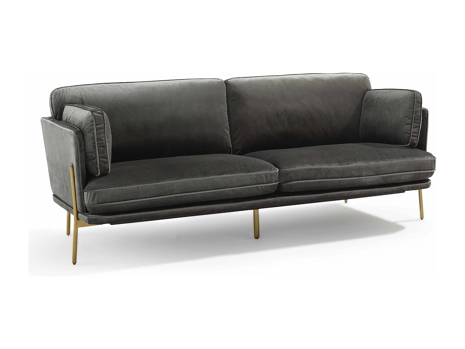 Canapé en velours et pieds en laiton 3 places