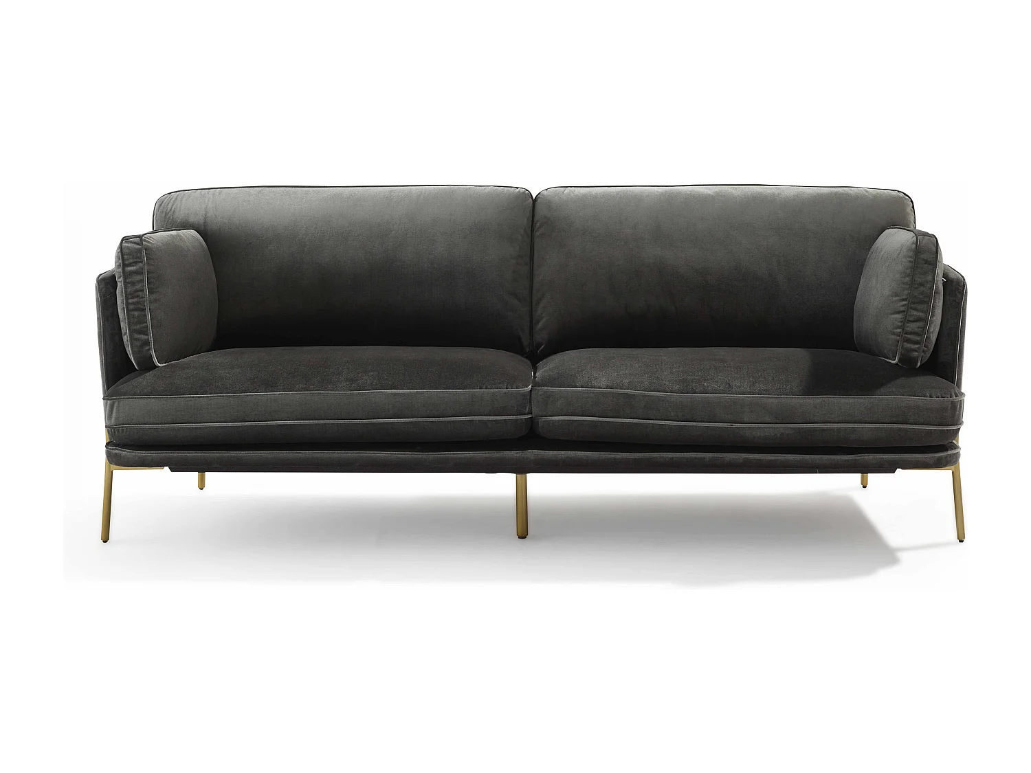 Canapé en velours et pieds en laiton 3 places