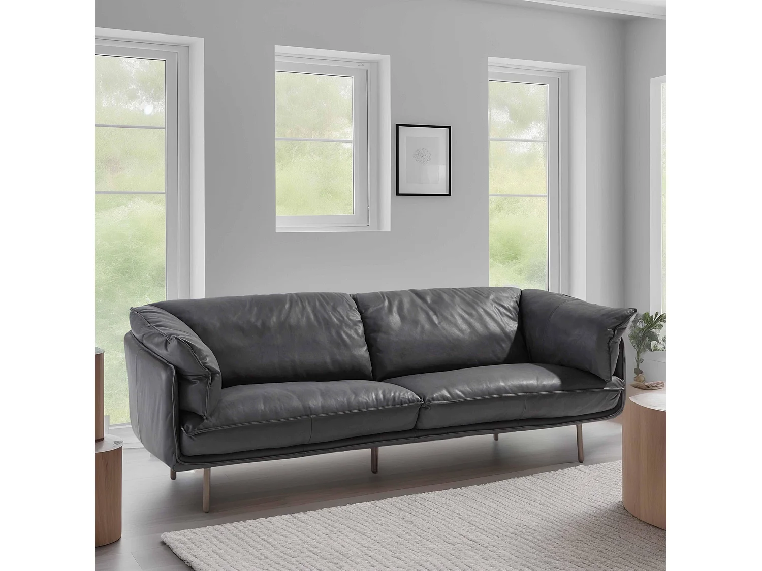 Canapé en cuir 3 places noir