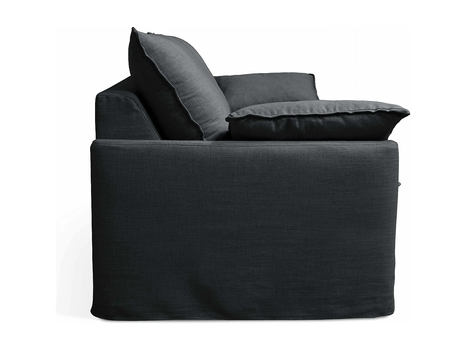 Canapé en tissu lin métis 3 places gris anthracite L 205 cm