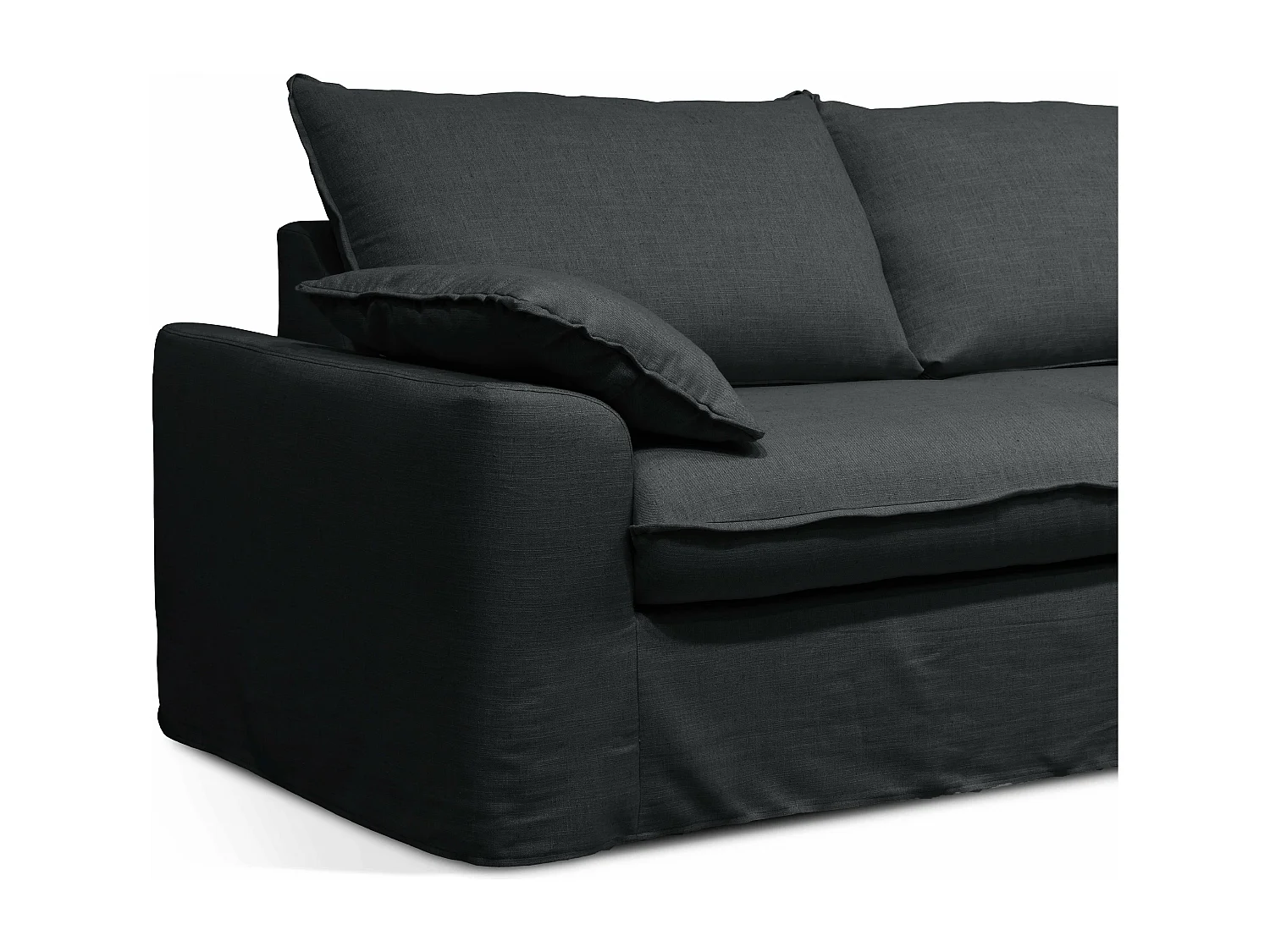 Canapé en tissu lin métis 3 places gris anthracite L 205 cm