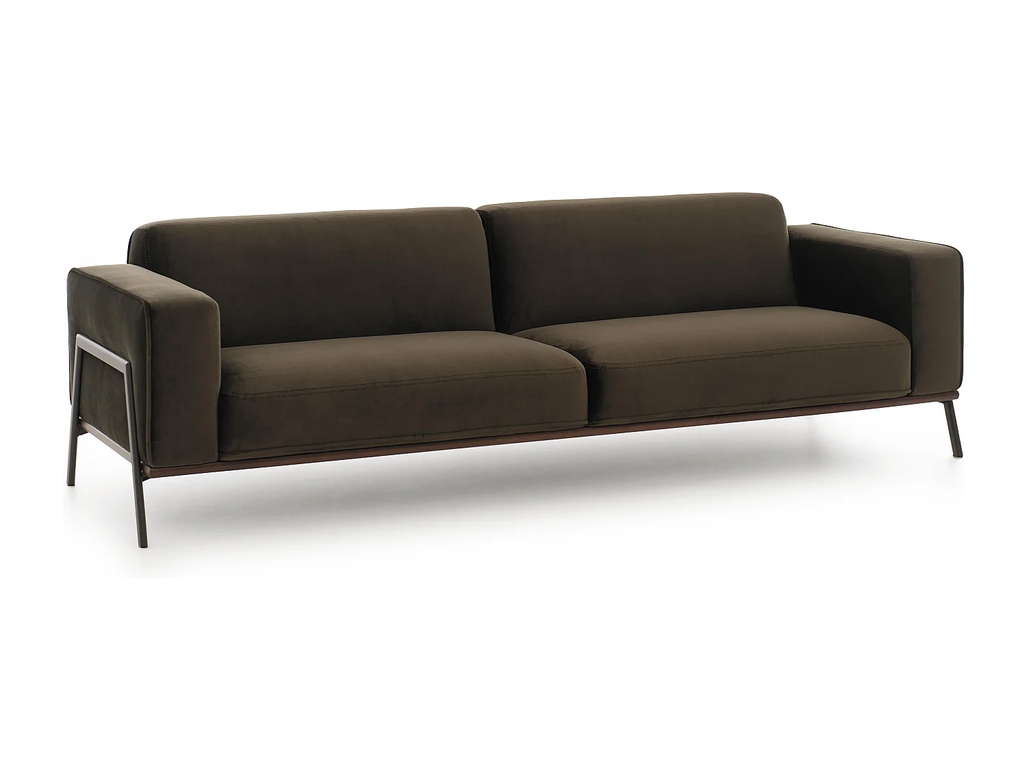 Canapé en velours 4 places kaki