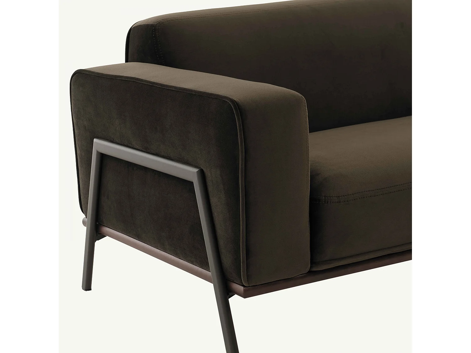 Canapé en velours 4 places kaki