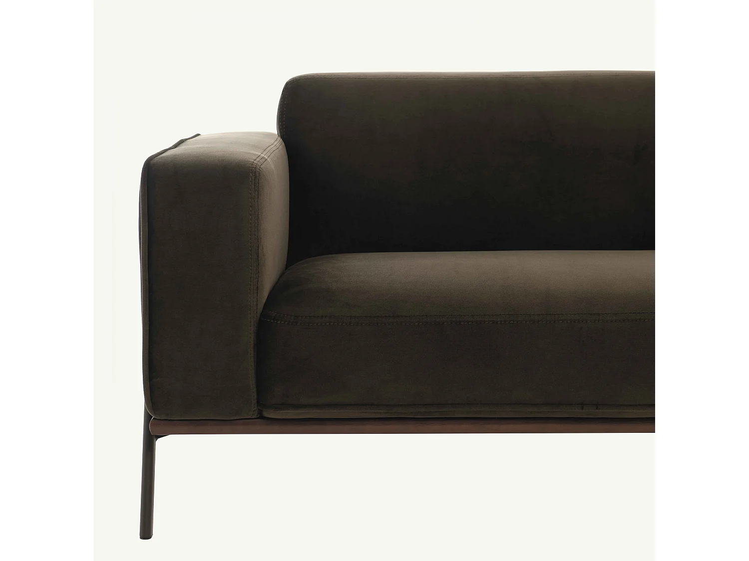 Canapé en velours 4 places kaki