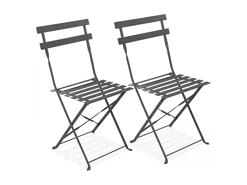 Lot de 2 chaises pliantes en acier grises