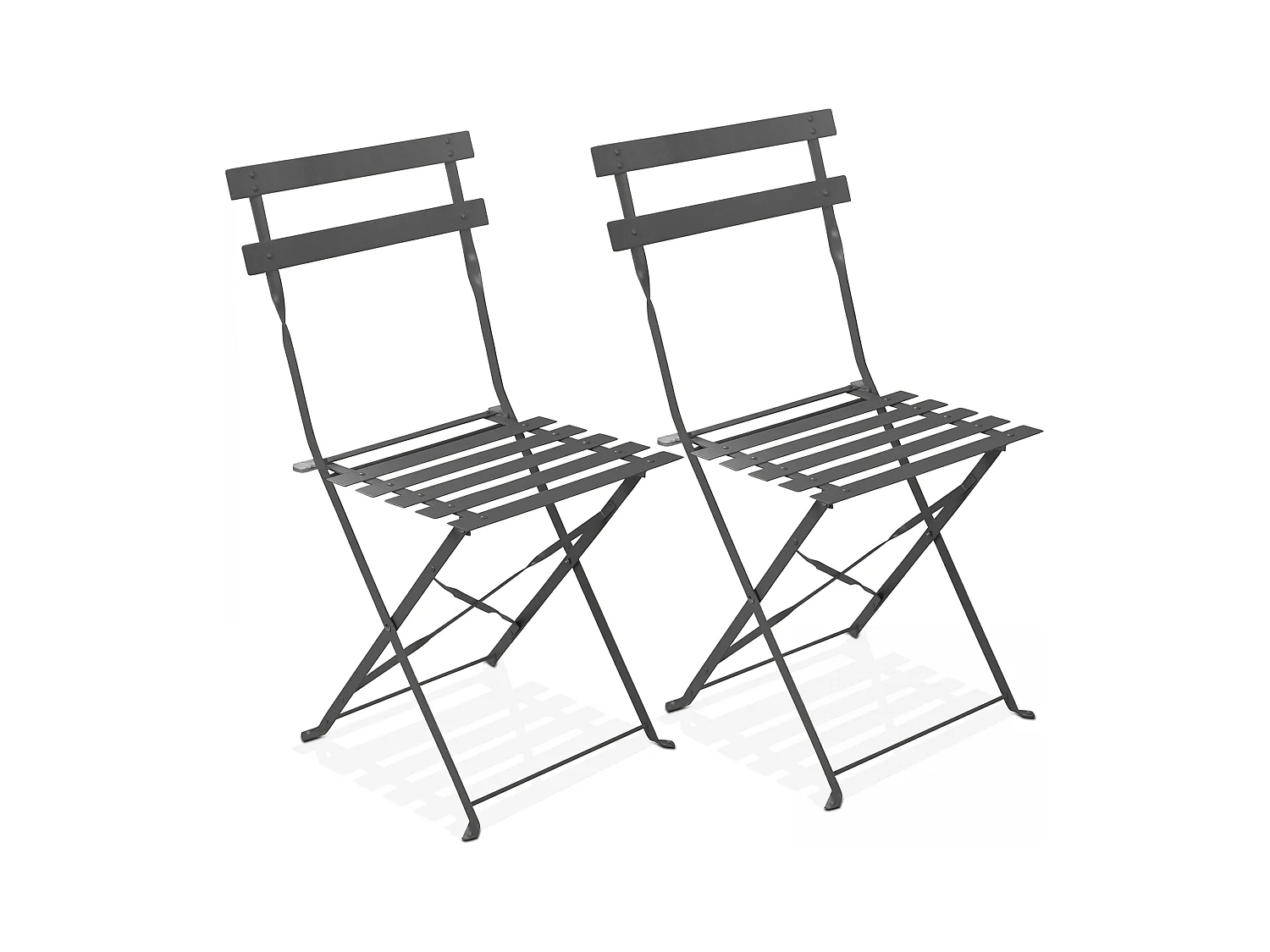 Lot de 2 chaises pliantes en acier grises