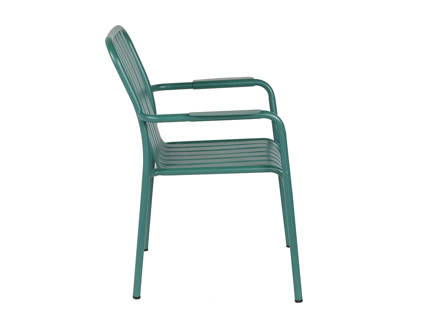 Chaise de terrasse avec accoudoirs en aluminium vert foncé
