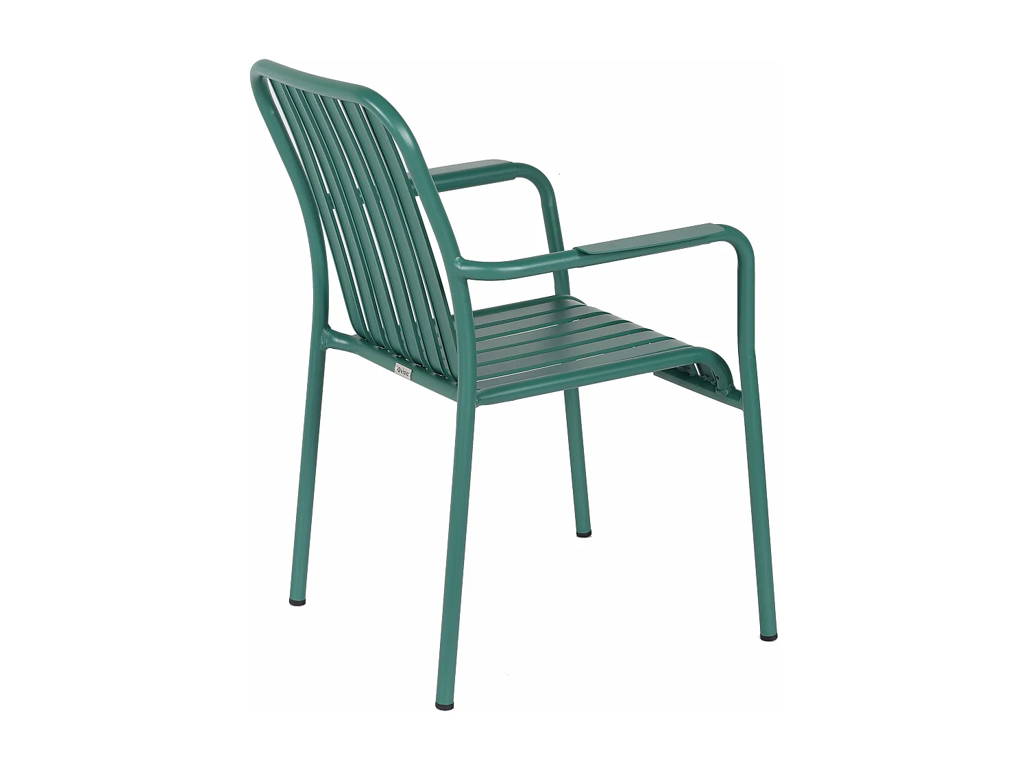 Chaise de terrasse avec accoudoirs en aluminium vert foncé