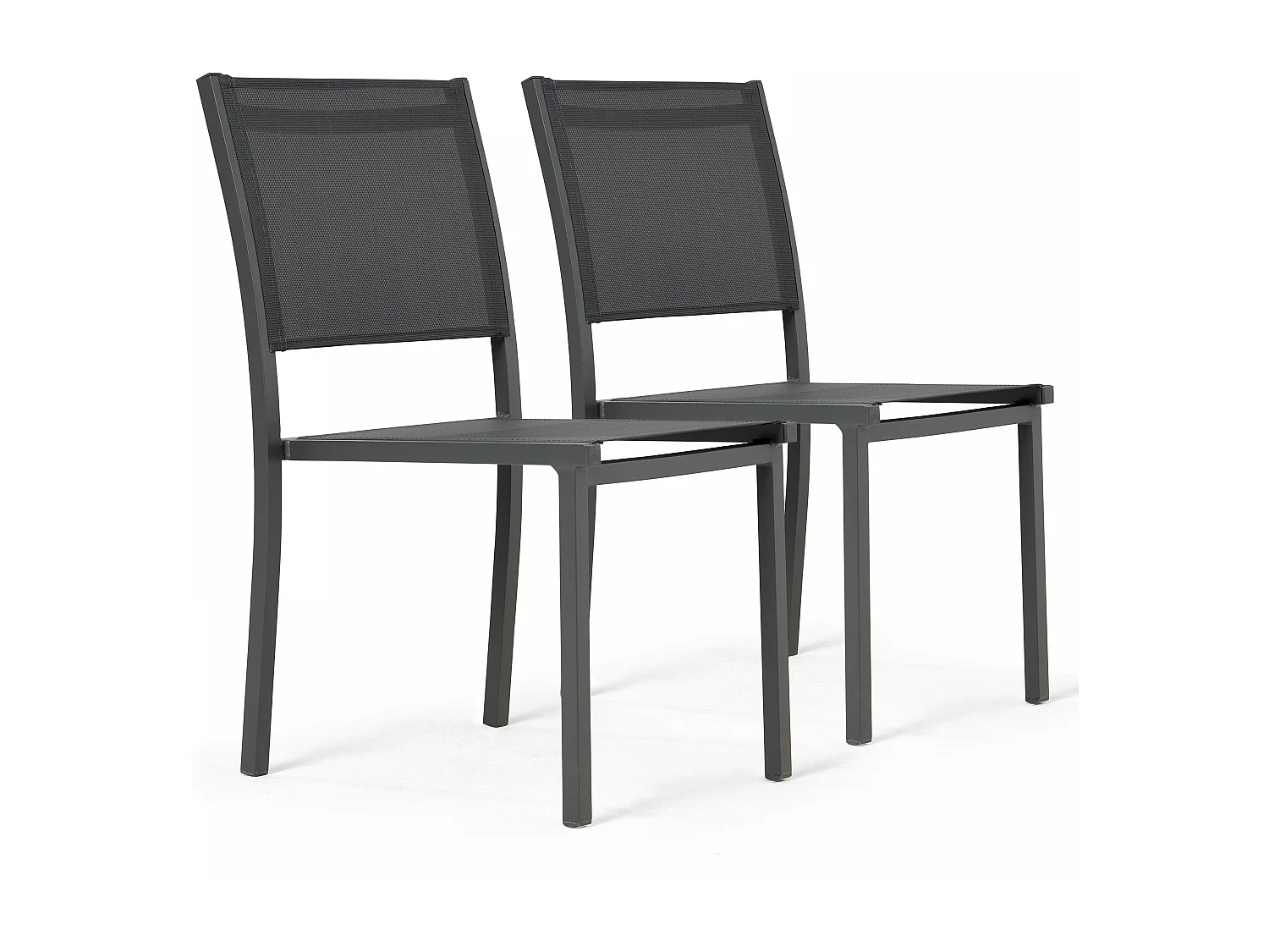 Lot de 2 chaises de jardin aluminium et textilène gris
