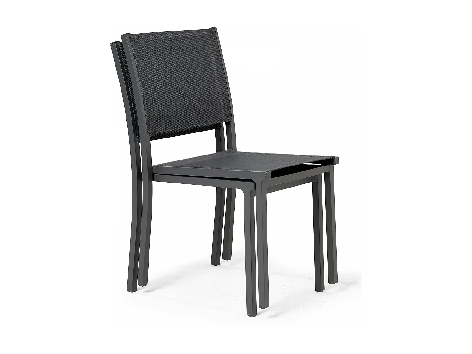 Lot de 2 chaises de jardin aluminium et textilène gris