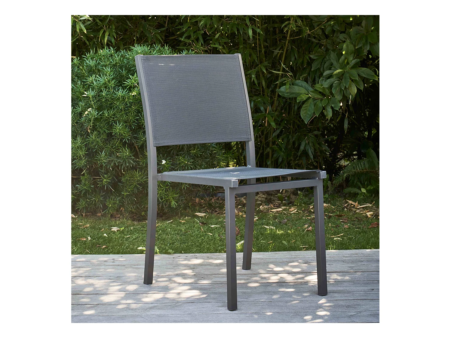 Chaise de jardin aluminium et textilène gris