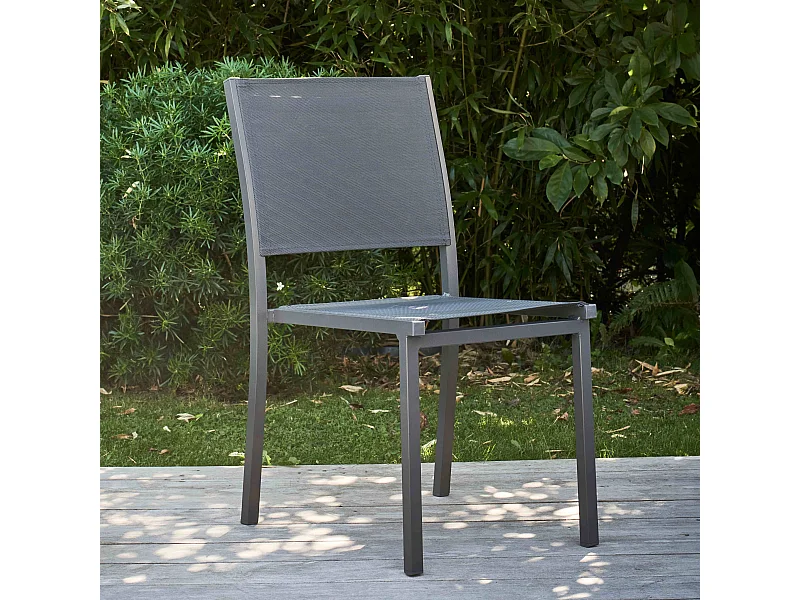 Chaise de jardin aluminium et textilène gris