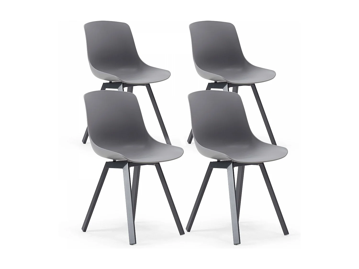 Lot de 4 chaises d'extérieur grises