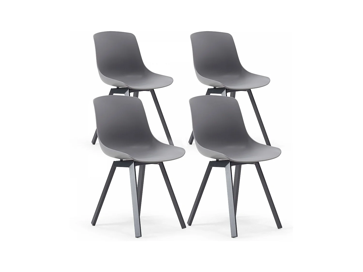 Lot de 4 chaises d'extérieur grises