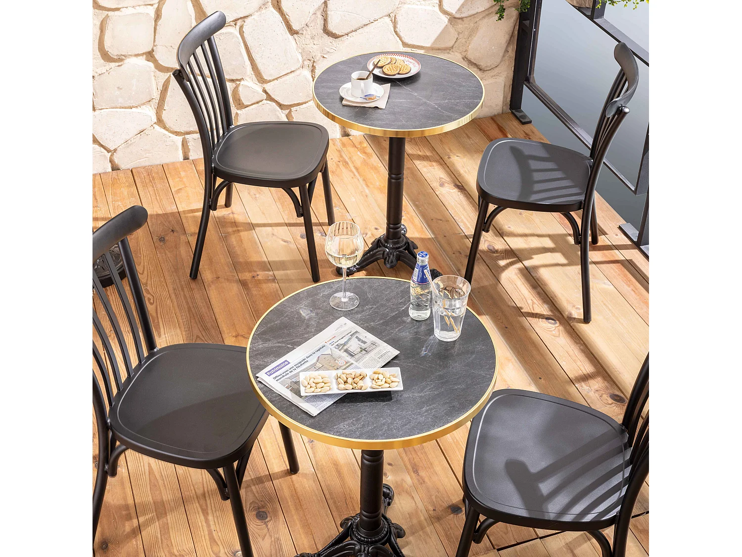 Chaise de terrasse en aluminium noire